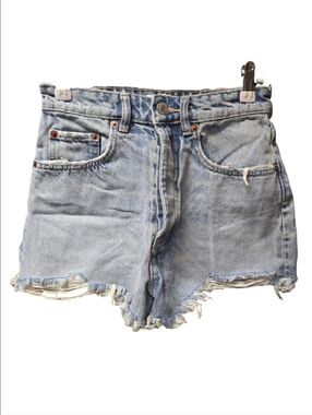 Zara Button Fly Light Blue Distressed Denim Cutoff Shorts Sz.2